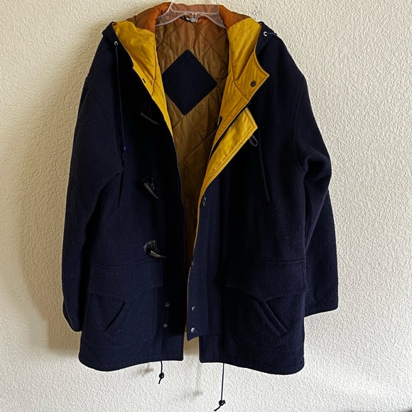 STRATOJAC Other - Vintage STRATOJAC Toggle Duffle Coat Jacket Pure Wool Men XL Hooded Navy Blue